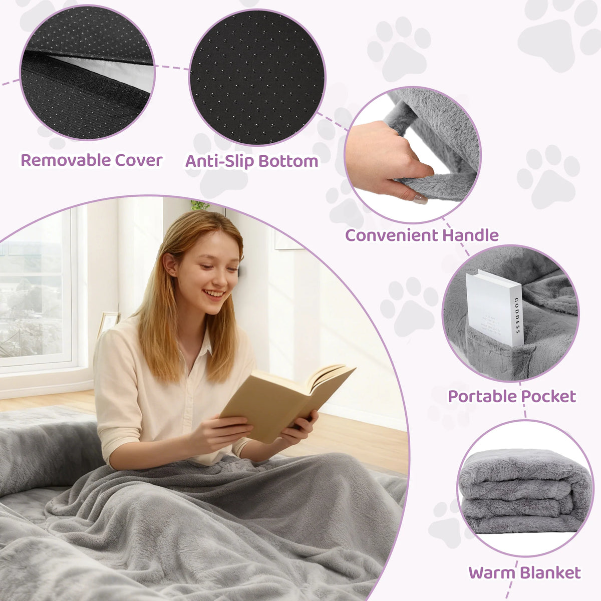 Orthopedic Human Dog Bed With Soft Removable Faux Fur Cover