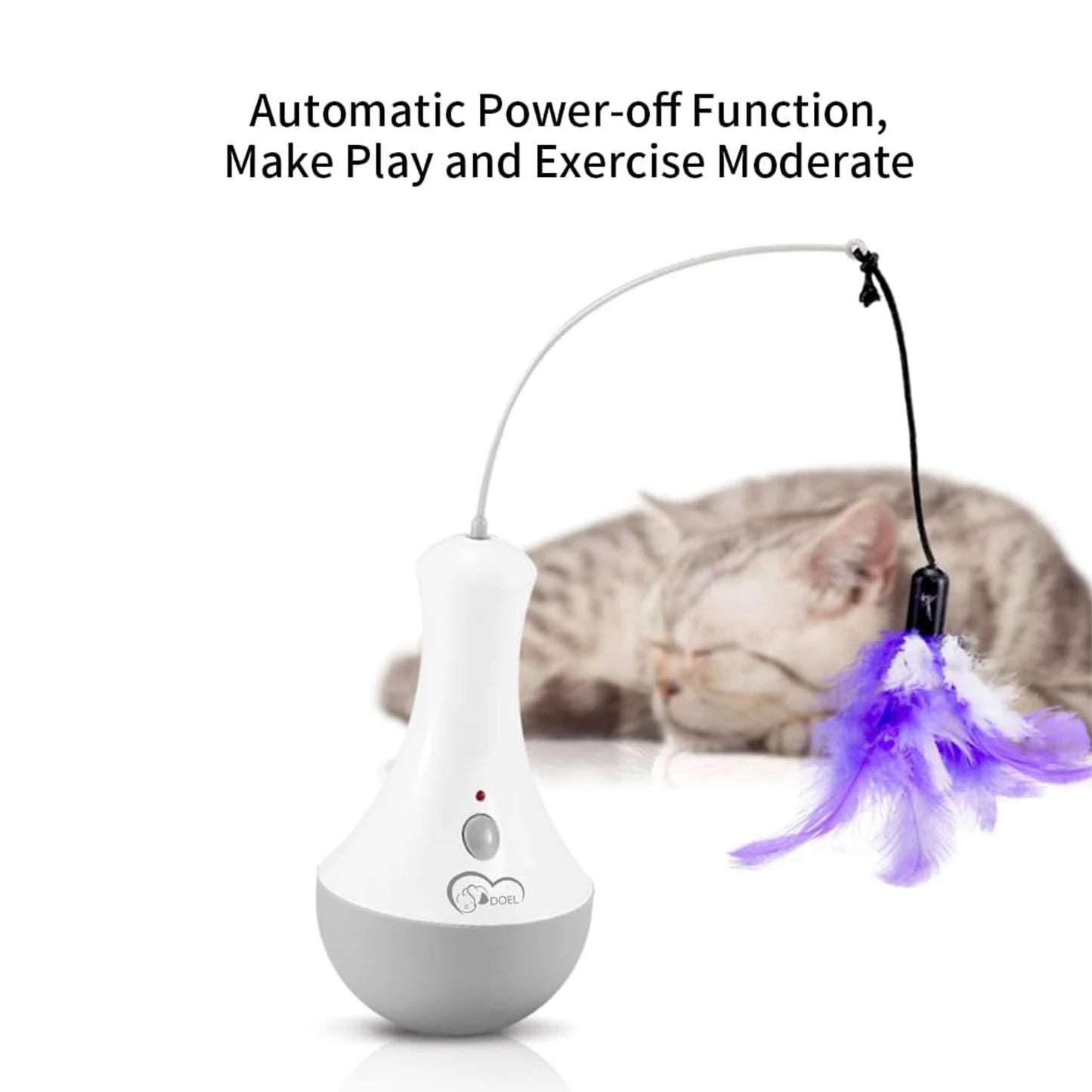Cat Feather Toy Teaser With 360 Degree Rotation For Indoor Play