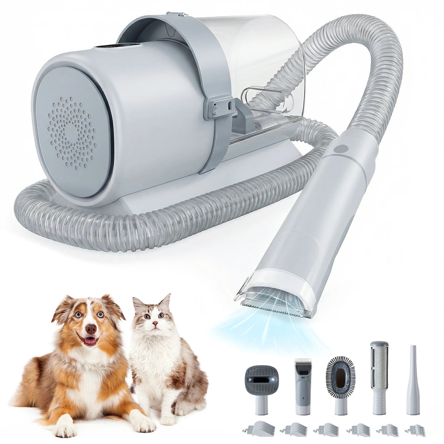 Pet Grooming Vacuum Kit With Cordless Low Noise Clippers and 3 Suction Modes