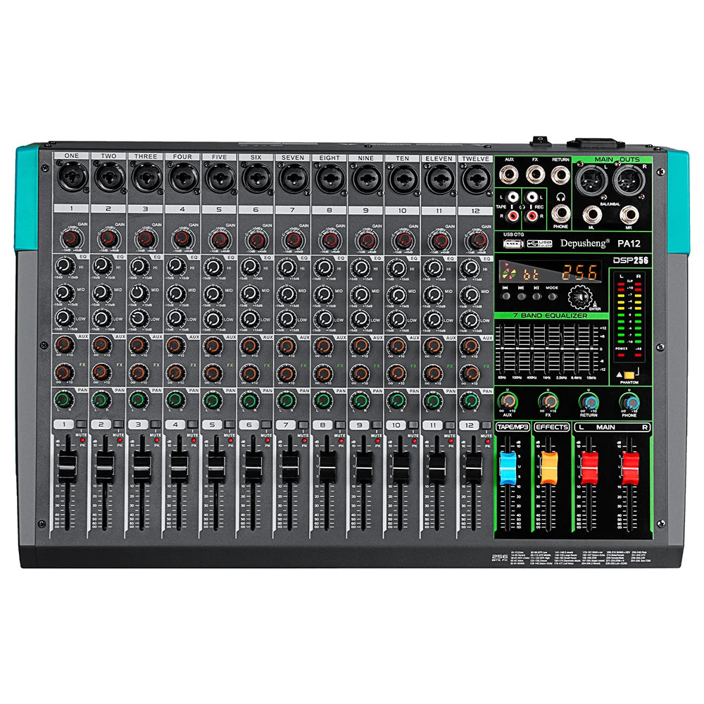 Depusheng 6 Channel Audio Mixer USB 48V Phantom Power