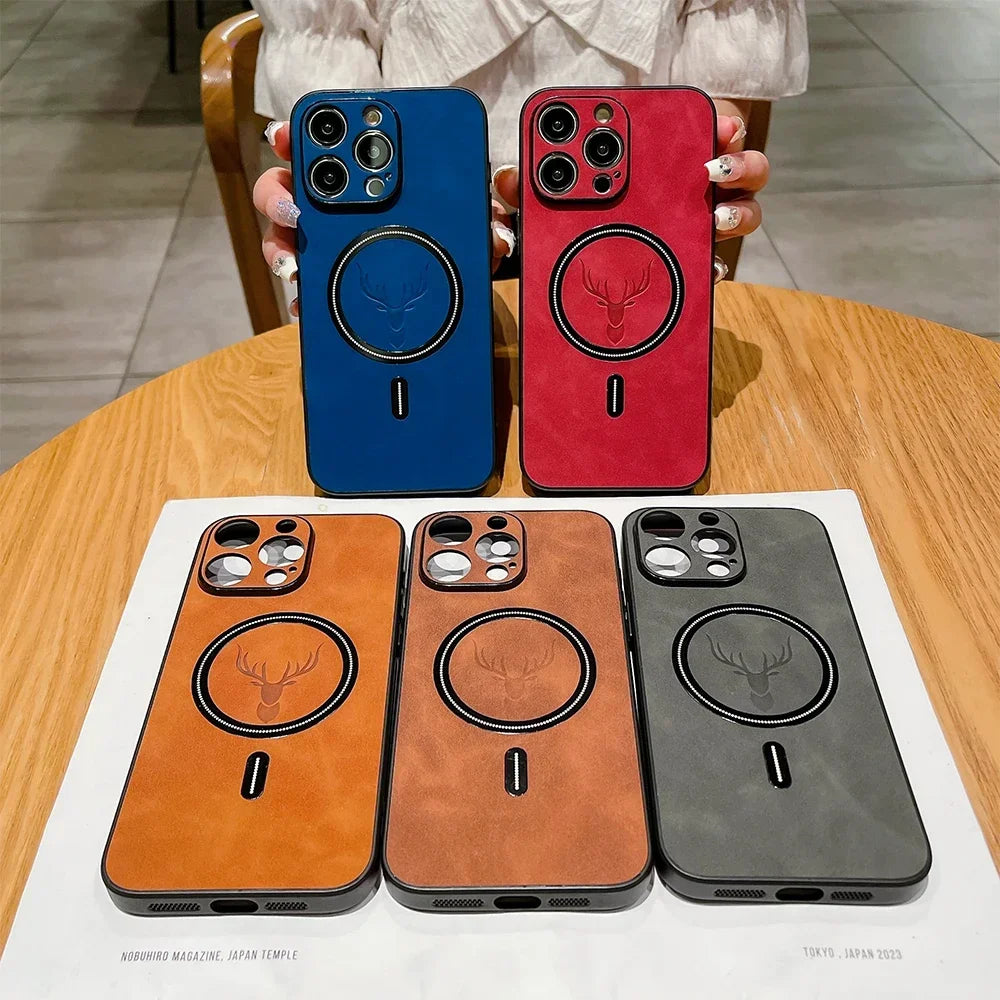 LICOERS Magnetic Leather Case for iPhone with MagSafe Camera Protection