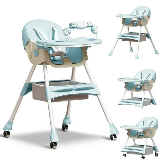 Foldable Baby High Chair 4 In 1 With Durable Toyrack
