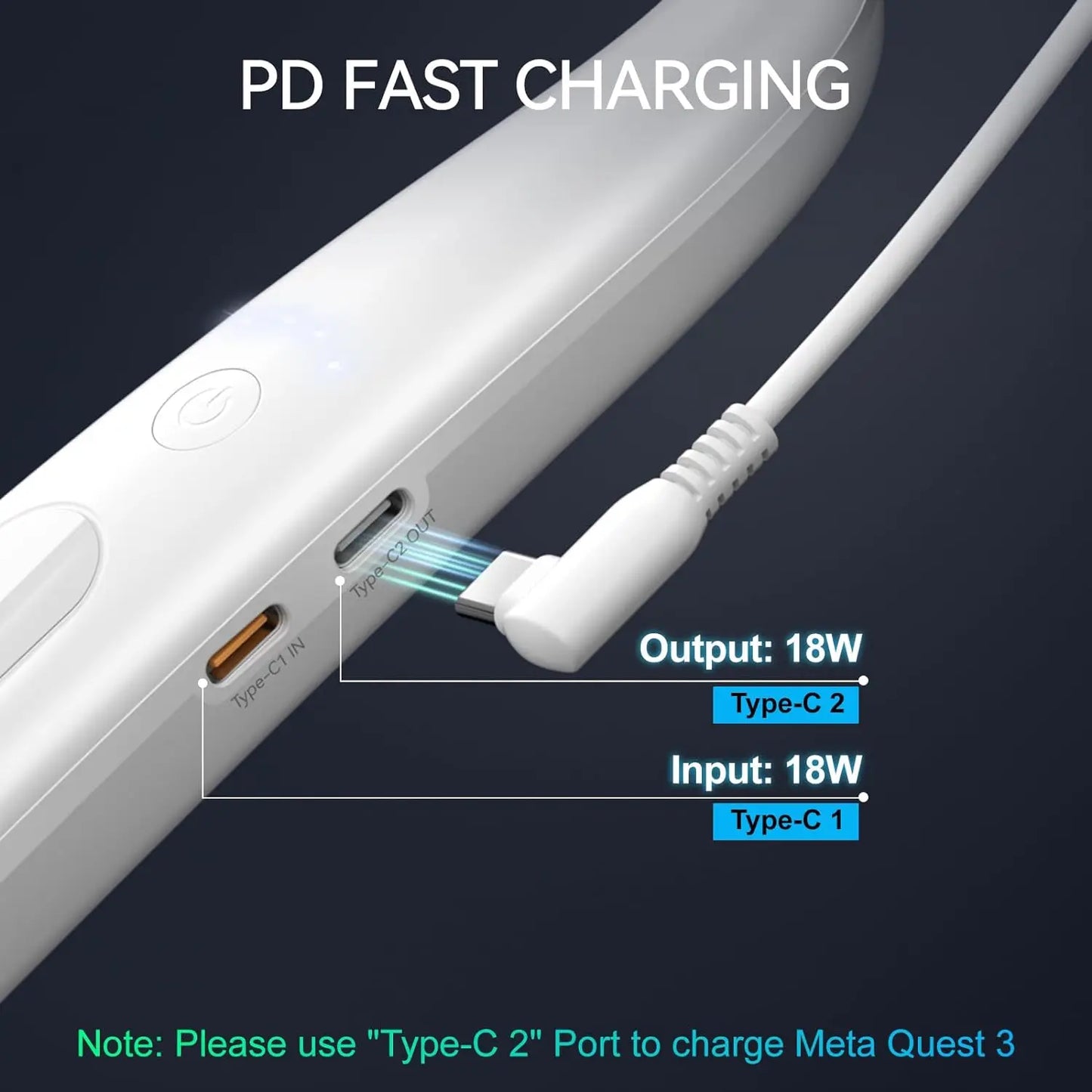 NEWDERY 10000mAh Battery Pack for Meta Quest PSVR 2