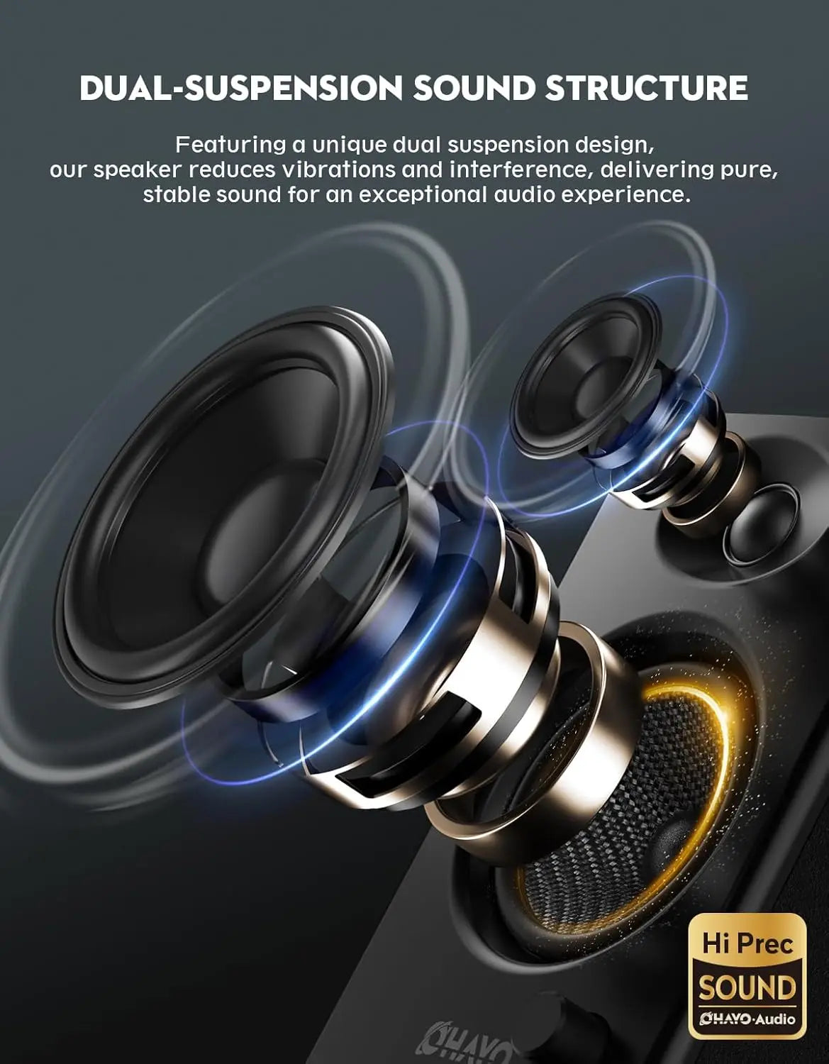 OHAYO Active Bluetooth 5.3 Bookshelf Speakers 60W For PC