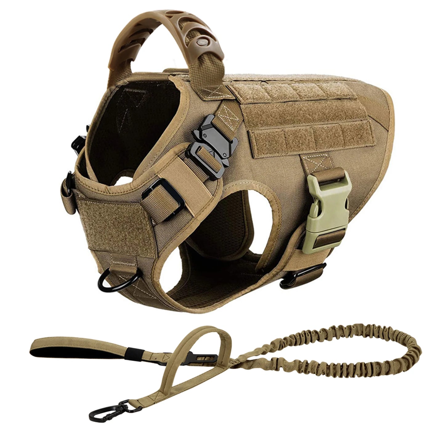 Nylon Tactical Dog Harness And Leash Set For Large Dogs