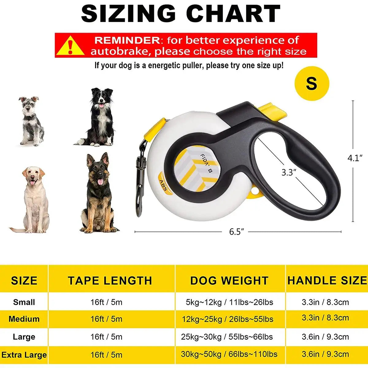 Smart Auto Brake Retractable Dog Leash Durable One Hand Lock