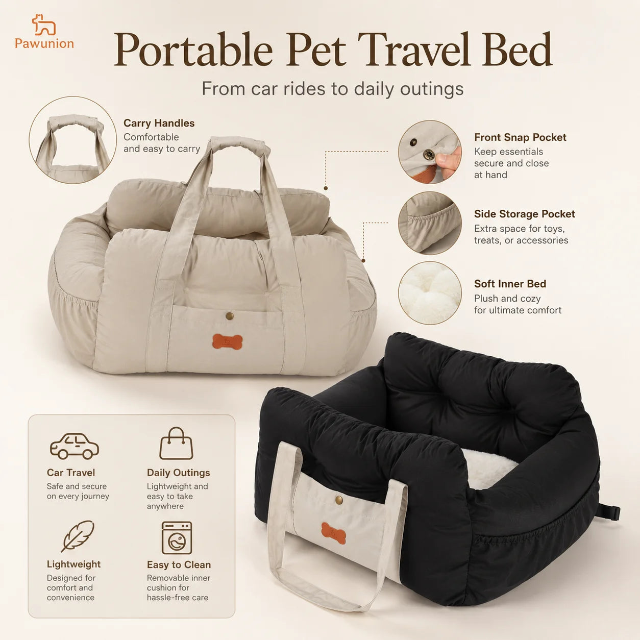 Dog Car Seat Booster For Small And Medium Dogs Plush
