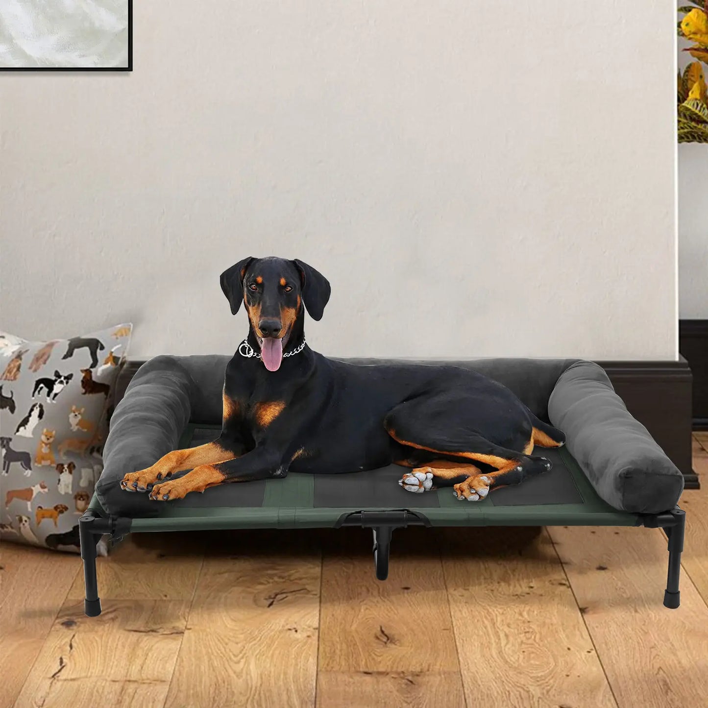 BINGOPAW Elevated Dog Bed With Detachable Plush Bolster