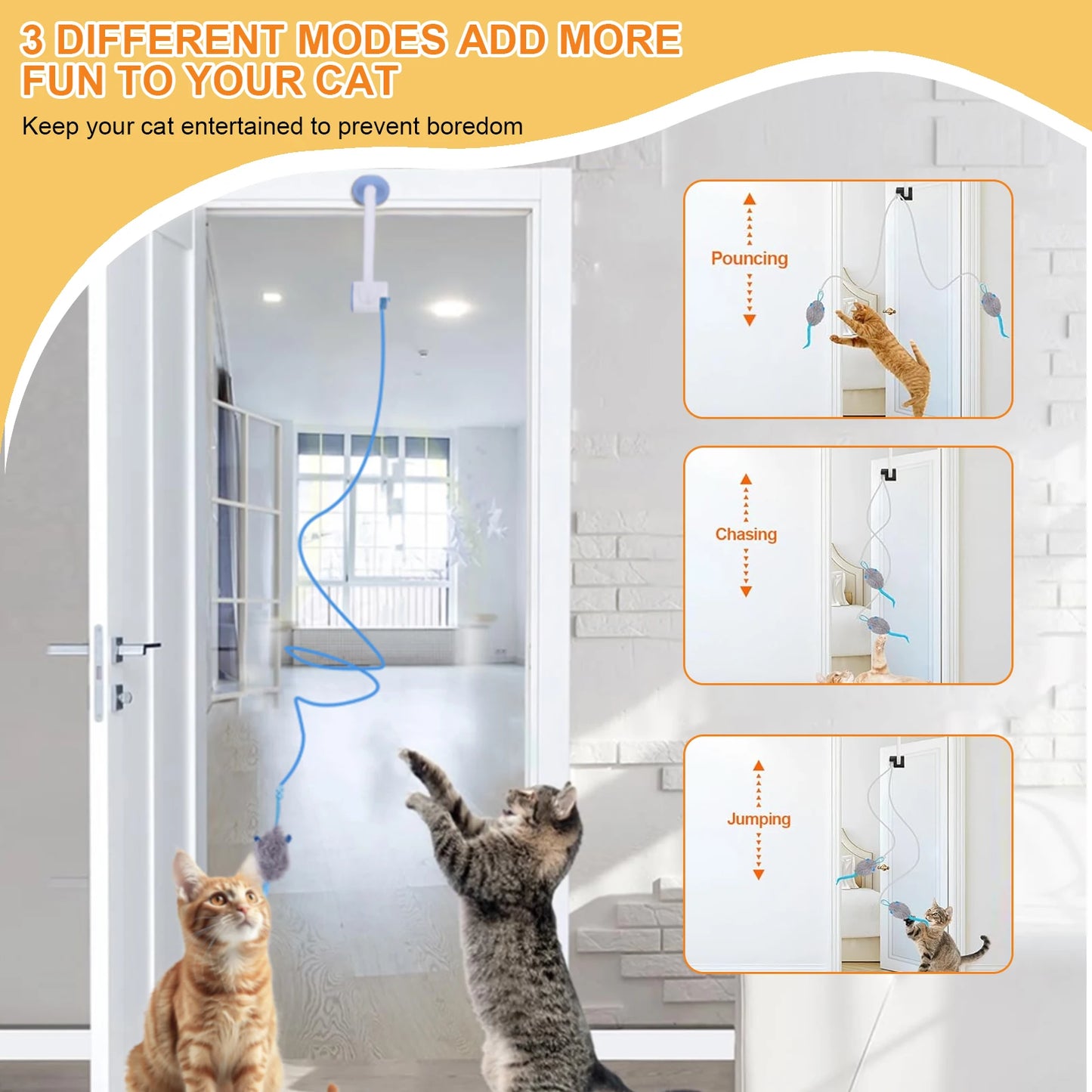 Electronic Self Play Door Hanging Cat Toy With Catnip Mice