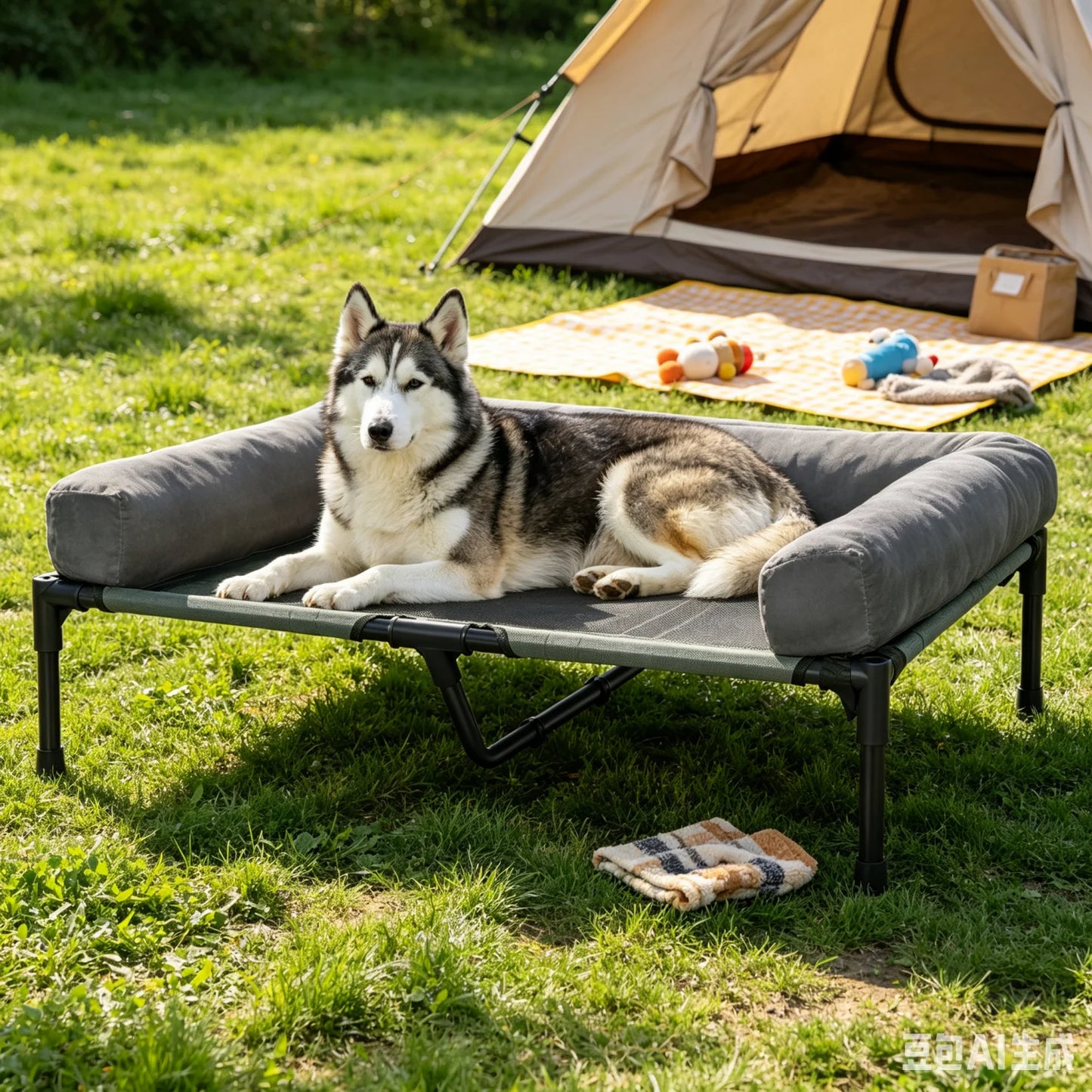 BINGOPAW Elevated Dog Bed With Detachable Plush Bolster
