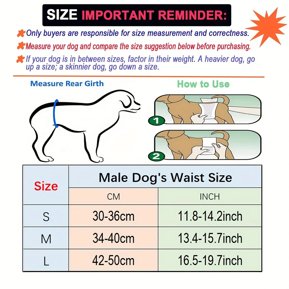 Washable Male Dog Diapers Set With Bone Print Reusable