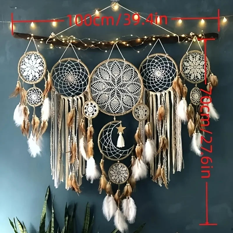 Five Piece Dream Catcher Set Moon Sun Bohemian Wall Decor