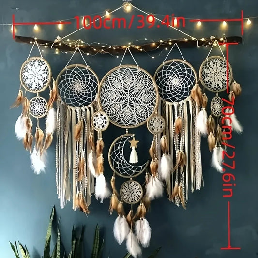 Five Piece Dream Catcher Set Moon Sun Bohemian Wall Decor