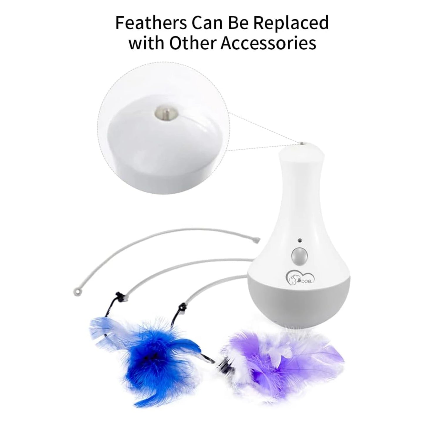 Cat Feather Toy Teaser With 360 Degree Rotation For Indoor Play