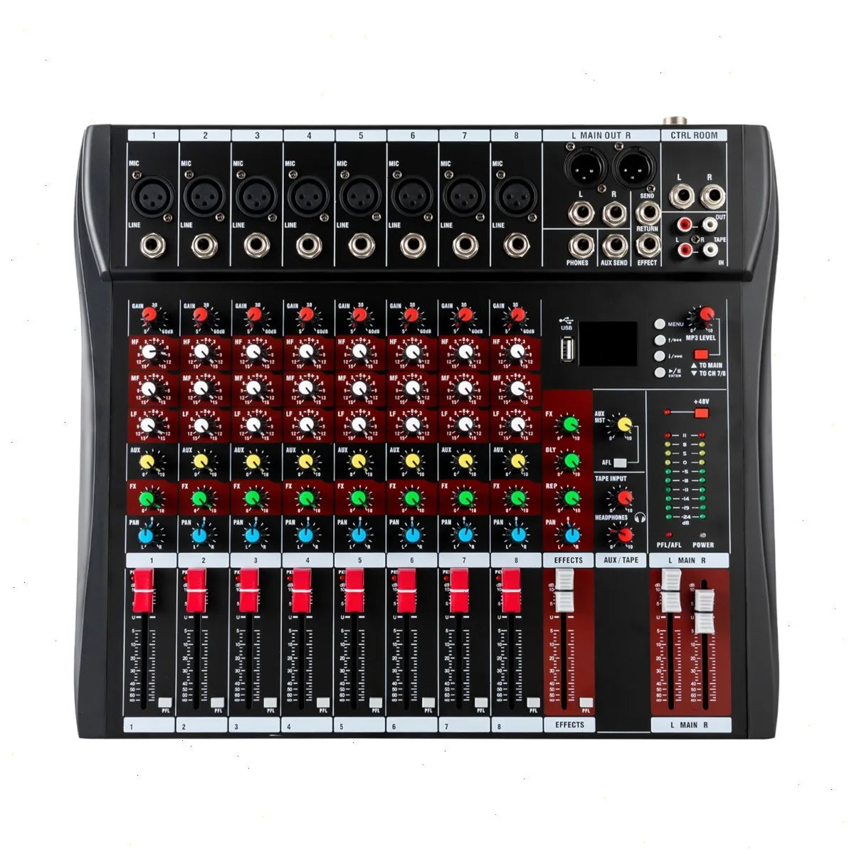 8 Channel Bluetooth USB Audio Mixer GDAE10 Live Studio Console